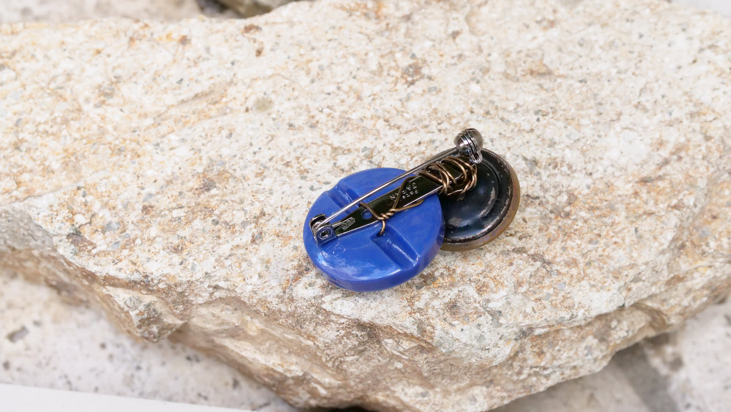 お花アンティークボタンブローチ