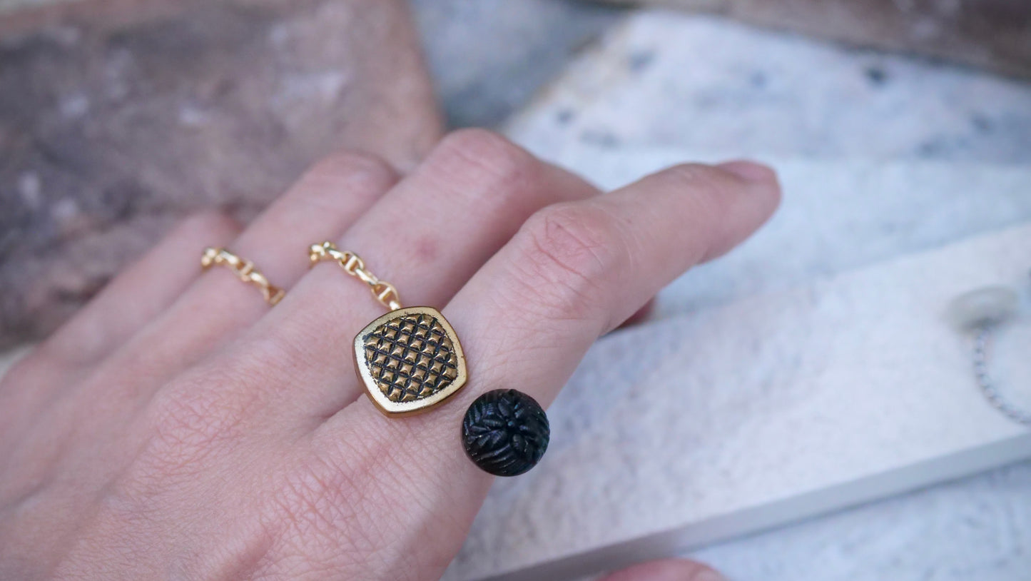 フランスアンティークボタンリング